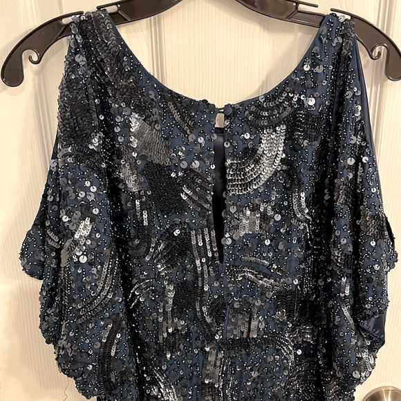 Aidan Mattox blue and black sequin cocktail dress - Picture 4 of 10